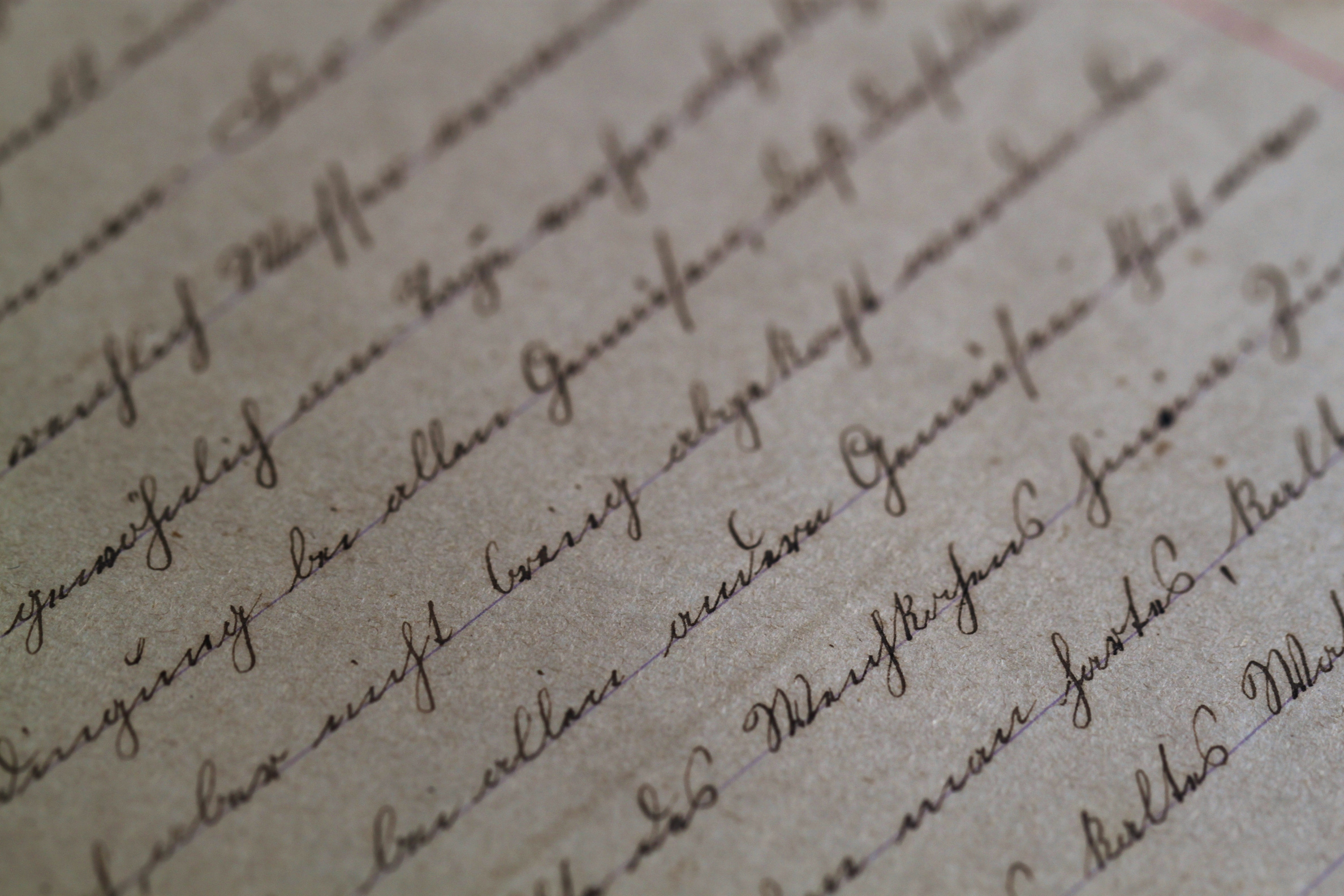 Close up of Cursive Handwriting